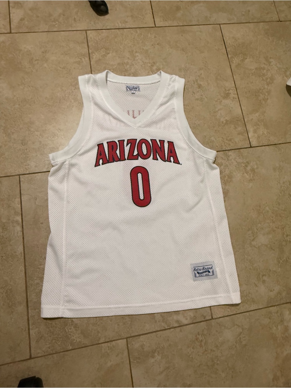 Arizona White Mesh Basketball Jersey with Red Trim